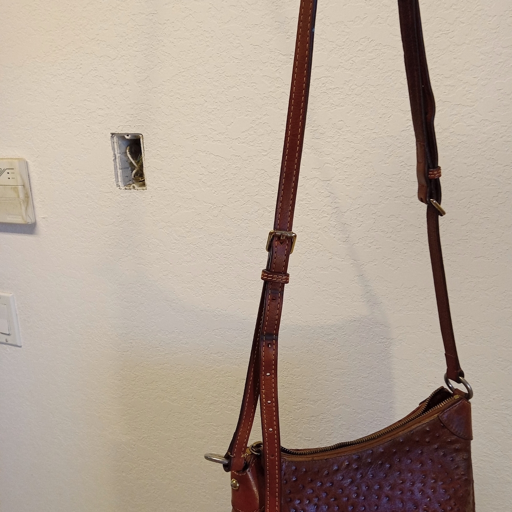 Dooney & Bourke Ostrich Leather Purse shoulder Bag  Handbag Crossbody Vintage - Picture 14 of 15
